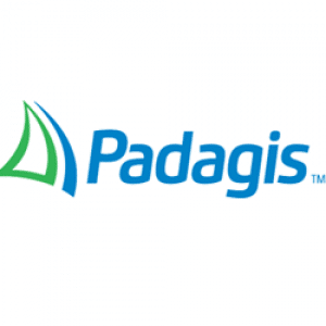 לוגו עם עיצוב משולש ירוק וכחול מסוגנן בצד שמאל, ואחריו הטקסט פאדאגיס בכחול. העיצוב מציע צורה דינמית או מופשטת, מהדהדת עם יוזמות הכשרה רפואית.